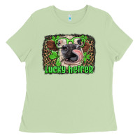 Lucky Heifer With Glasses St Patricks Ladies Tee | Teevron