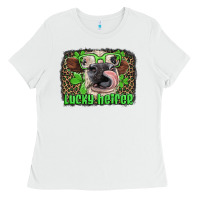 White lucky heifer with glasses st patricks Ladies Tee - Artiststas