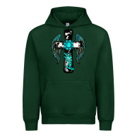 Forest Green cross faith gemstone wings Urban Hoodie - RanaPortraitStore