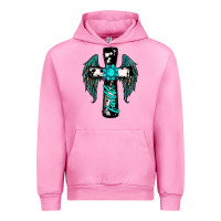 Fuchsia Pink cross faith gemstone wings Urban Hoodie - RanaPortraitStore