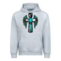 Heather Grey cross faith gemstone wings Urban Hoodie - RanaPortraitStore