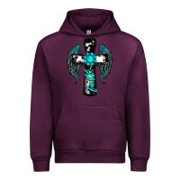 Mauve Wine cross faith gemstone wings Urban Hoodie - RanaPortraitStore