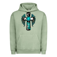 Pigment Oil Green cross faith gemstone wings Urban Hoodie - RanaPortraitStore