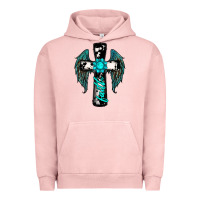 Pigment Salmon cross faith gemstone wings Urban Hoodie - RanaPortraitStore
