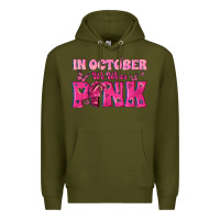 Army Green In October We Wear Pink Premium Hoodie - texasbilliewilder