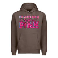 Coffee In October We Wear Pink Premium Hoodie - texasbilliewilder