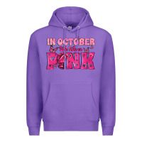 Purple In October We Wear Pink Premium Hoodie - texasbilliewilder