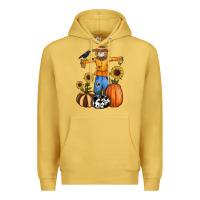 Antique Gold pumpkin sunflower fall scarecrow Premium Hoodie - RanaPortraitStore