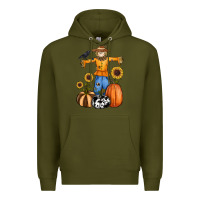 Army Green pumpkin sunflower fall scarecrow Premium Hoodie - RanaPortraitStore