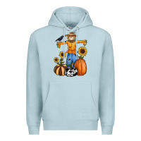 Blue Mist pumpkin sunflower fall scarecrow Premium Hoodie - RanaPortraitStore