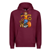 Burgundy pumpkin sunflower fall scarecrow Premium Hoodie - RanaPortraitStore