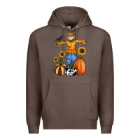 Coffee pumpkin sunflower fall scarecrow Premium Hoodie - RanaPortraitStore