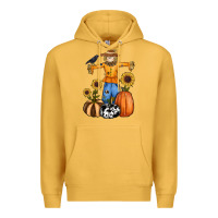 Mustard pumpkin sunflower fall scarecrow Premium Hoodie - RanaPortraitStore