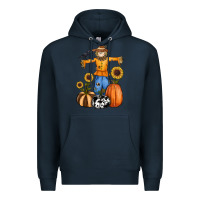 Navy pumpkin sunflower fall scarecrow Premium Hoodie - RanaPortraitStore