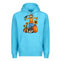 Ocean Blue pumpkin sunflower fall scarecrow Premium Hoodie - RanaPortraitStore
