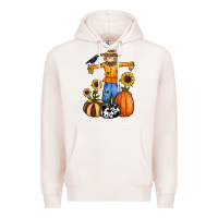 Pale Pink pumpkin sunflower fall scarecrow Premium Hoodie - RanaPortraitStore