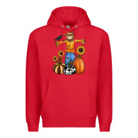 Red pumpkin sunflower fall scarecrow Premium Hoodie - RanaPortraitStore