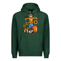 Sports Green pumpkin sunflower fall scarecrow Premium Hoodie - RanaPortraitStore