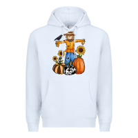 White pumpkin sunflower fall scarecrow Premium Hoodie - RanaPortraitStore