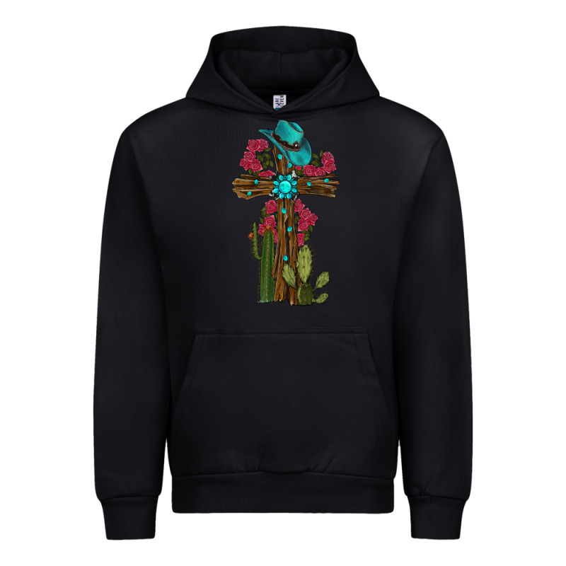 Cross Gemstone Cactus Roses Cowboy Hat Urban Hoodie by RanaPortraitStore | Teevron