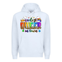 White coolest queer in town Premium Hoodie - Zillion Design Studio