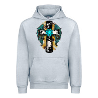 Heather Grey cross gemstone wings Urban Hoodie - RanaPortraitStore
