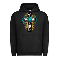 Pigment Black cross gemstone wings Urban Hoodie - RanaPortraitStore