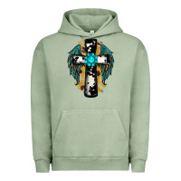 Pigment Oil Green cross gemstone wings Urban Hoodie - RanaPortraitStore