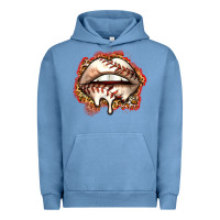 Pigment Pebble Blue baseball lips Urban Hoodie - Zillion Design Studio