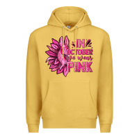 Antique Gold In October We Wear Pink Sunflower Premium Hoodie - texasbilliewilder