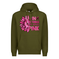 Army Green In October We Wear Pink Sunflower Premium Hoodie - texasbilliewilder