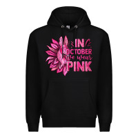 Black In October We Wear Pink Sunflower Premium Hoodie - texasbilliewilder