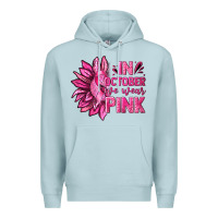Blue Mist In October We Wear Pink Sunflower Premium Hoodie - texasbilliewilder