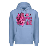 Colony Blue In October We Wear Pink Sunflower Premium Hoodie - texasbilliewilder