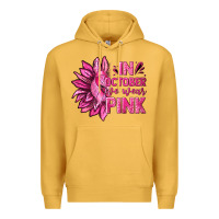 Mustard In October We Wear Pink Sunflower Premium Hoodie - texasbilliewilder