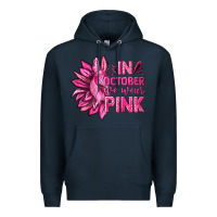 Navy In October We Wear Pink Sunflower Premium Hoodie - texasbilliewilder