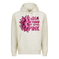 Oatmeal Heather In October We Wear Pink Sunflower Premium Hoodie - texasbilliewilder