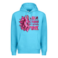 Ocean Blue In October We Wear Pink Sunflower Premium Hoodie - texasbilliewilder