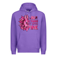 Purple In October We Wear Pink Sunflower Premium Hoodie - texasbilliewilder