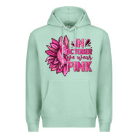 Seafoam In October We Wear Pink Sunflower Premium Hoodie - texasbilliewilder