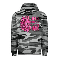 Slate Camo In October We Wear Pink Sunflower Premium Hoodie - texasbilliewilder