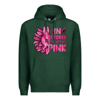 Sports Green In October We Wear Pink Sunflower Premium Hoodie - texasbilliewilder