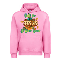 Fuchsia Pink Fall for Jesus He Never Leaves Urban Hoodie - texasbilliewilder
