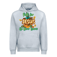 Heather Grey Fall for Jesus He Never Leaves Urban Hoodie - texasbilliewilder