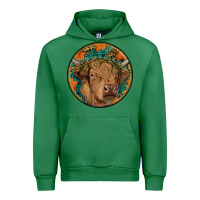Emerald fall highland cow round Urban Hoodie - RanaPortraitStore