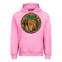 Fall Highland Cow Round Urban Hoodie | Teevron