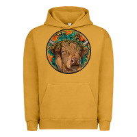 Pigment Peanut Butter fall highland cow round Urban Hoodie - RanaPortraitStore