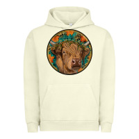 Pigment Pistachio fall highland cow round Urban Hoodie - RanaPortraitStore