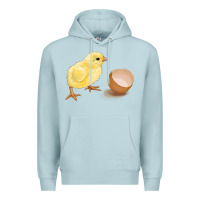 Blue Mist chick with egg Premium Hoodie - RanaPortraitStore