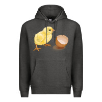 Charcoal Heather chick with egg Premium Hoodie - RanaPortraitStore